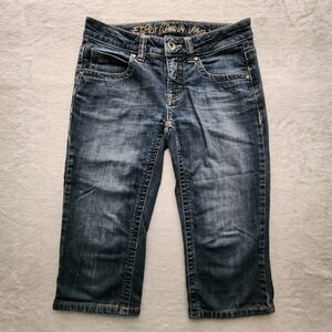 Esprit Denim Capri Pants Jeans Womens 27 Blue Dark Wash Stretch Cropped Y2K